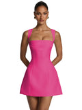 Satin Homecoming Dresses for Teens Square Neck Short Prom Dress Pleated A Line Corset Mini Cocktail Party Gown