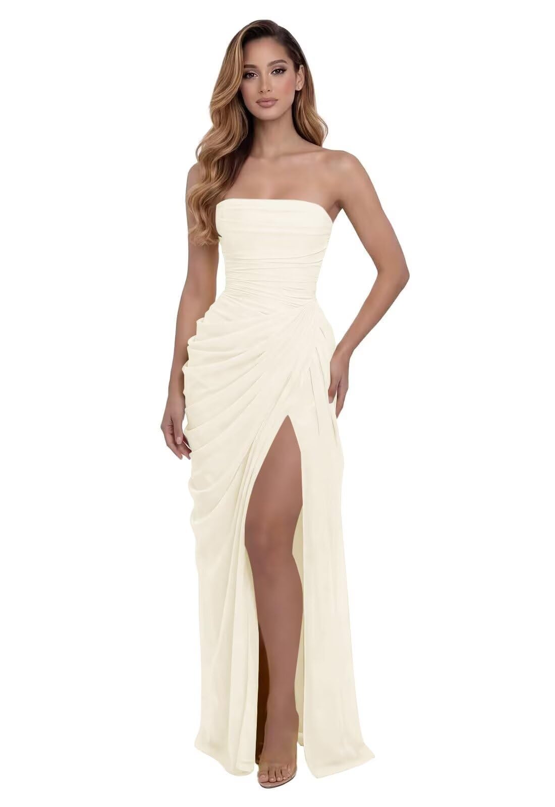 Kingbridal Strapless Chiffon Bridesmaid Dresses for Women Long Mermaid Prom Dress