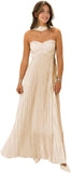 Women's Strapless Chiffon Bridesmaid Dresses with Scarf Long A-Line Pleated Formal Evening Dress