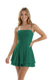 Spaghetti Straps Chiffon Homecoming Dresses for Teens Short 2026 Tiered Ruffle Square Neck Mini Cocktail Gowns