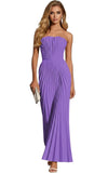 Women's Strapless Pleated Bridesmaid Dress Elegant Sweetheart Neck Formal Prom Gown for Wedding Guest
