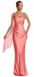 Mermaid Bridesmaid Dresses with Scarf 2027 Long Satin Spaghetti Straps Ruched Formal Evening Party Dress for Women