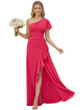 One Shoulder Chiffon Bridesmaid Dresses for Women 2026 A-line Formal Dress