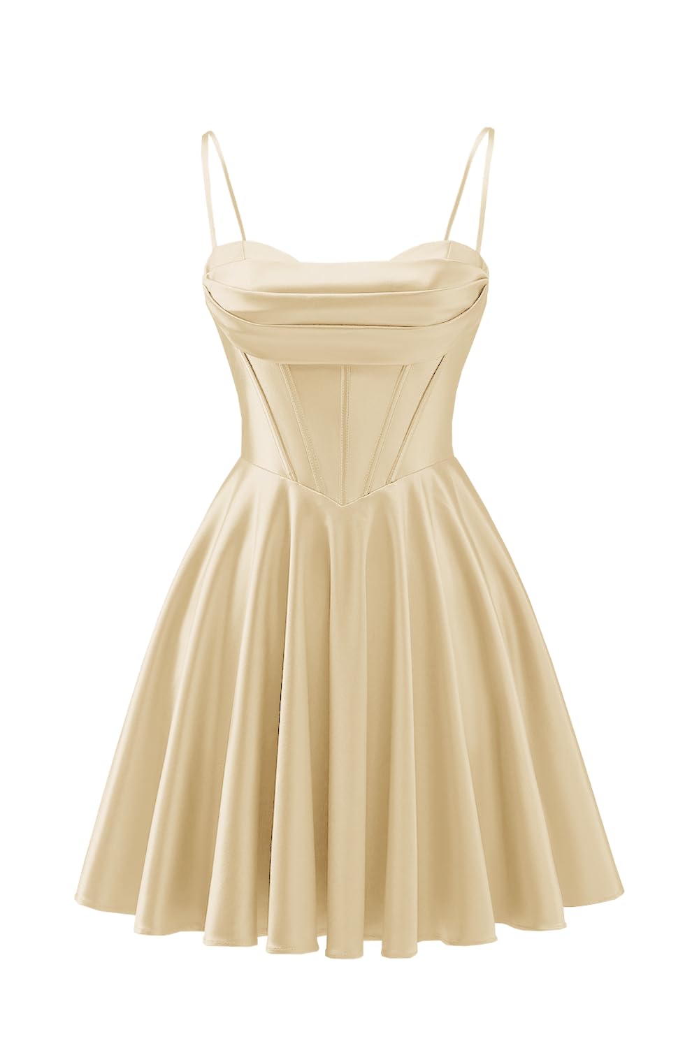 Spaghetti Straps Satin Homecoming Dresses for Teens Ruched Corset Short Prom Party Gowns Dress