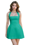 Satin Halter Homecoming Dresses for Teens Short Prom Dress 2027 Mini Formal Evening Cocktail Gowns with Pockets