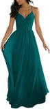 V Neck Bridesmaid Dresses for Women 2025 Long Chiffon Pleated A-line Spaghetti Strap Wedding Evening Prom Gown