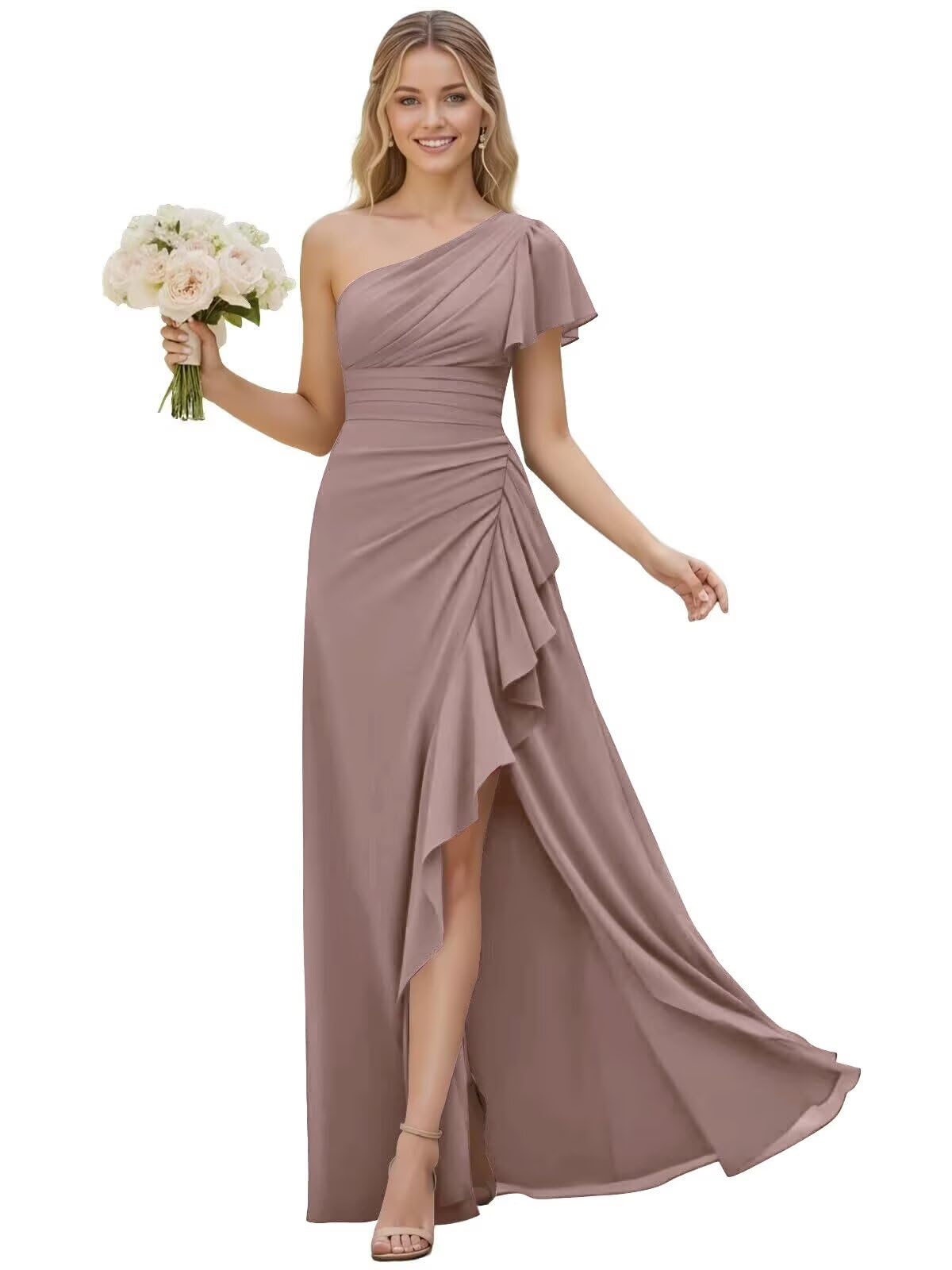 One Shoulder Chiffon Bridesmaid Dresses for Women 2026 A-line Formal Dress