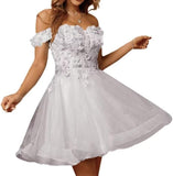 Sparkly Tulle Homecoming Dresses for Teens 2027 3D Flowers Cocktail Gowns Off Shoulder Short Prom Dresses