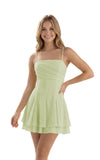 Spaghetti Straps Chiffon Homecoming Dresses for Teens Short 2026 Tiered Ruffle Square Neck Mini Cocktail Gowns