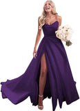 Trägerloses Ballkleid, langes Ballkleid, Satin-Brautkleid für die Braut, A-Linie, formelle Abendkleider mit Schlitz 