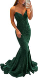 Women's Strapless Sequin Prom Dresses with Train Criss-Cross Mermaid Long Formal Evening Gowns
