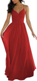 V Neck Bridesmaid Dresses for Women 2025 Long Chiffon Pleated A-line Spaghetti Strap Wedding Evening Prom Gown