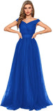 Schulterfreies Ballkleid, langes Ballkleid für Damen, A-Linie, Herzausschnitt, mehrlagiges Tüllkleid für Hochzeit, Abendparty 