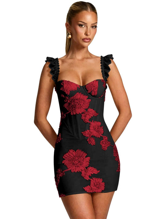Corset Satin Homecoming Dresses Short Floral Short Prom Dress Party Gown Sexy Cocktail Dress