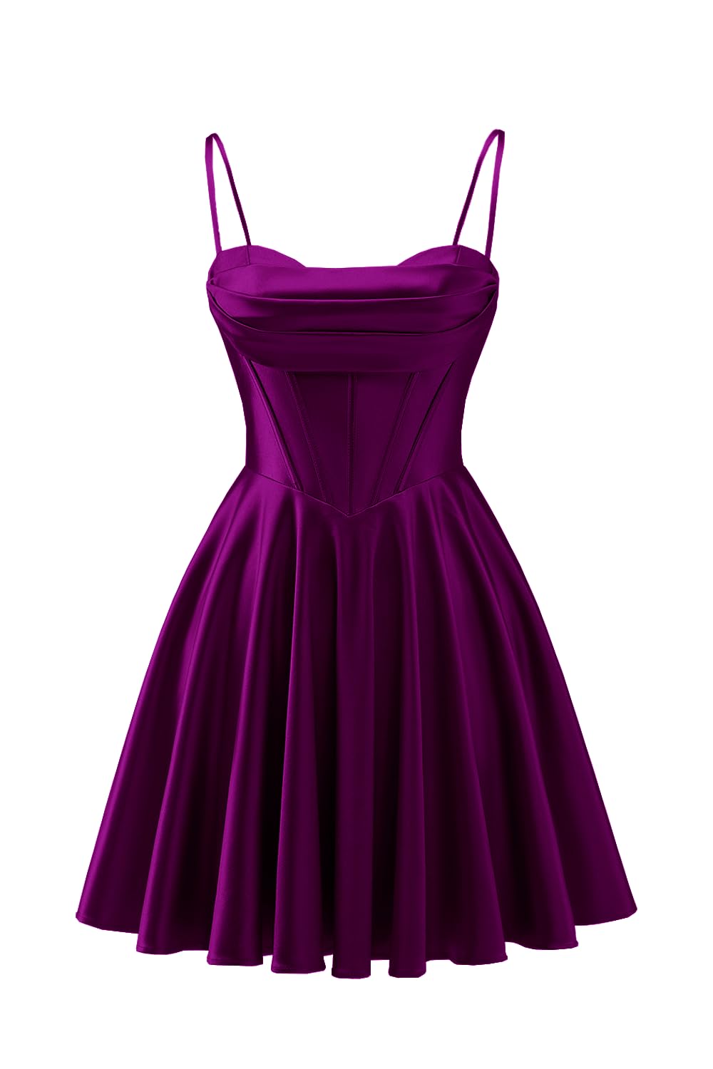 Spaghetti Straps Satin Homecoming Dresses for Teens Ruched Corset Short Prom Dresses 2026