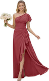 One Shoulder Chiffon Bridesmaid Dresses for Women 2026 A-line Formal Dress