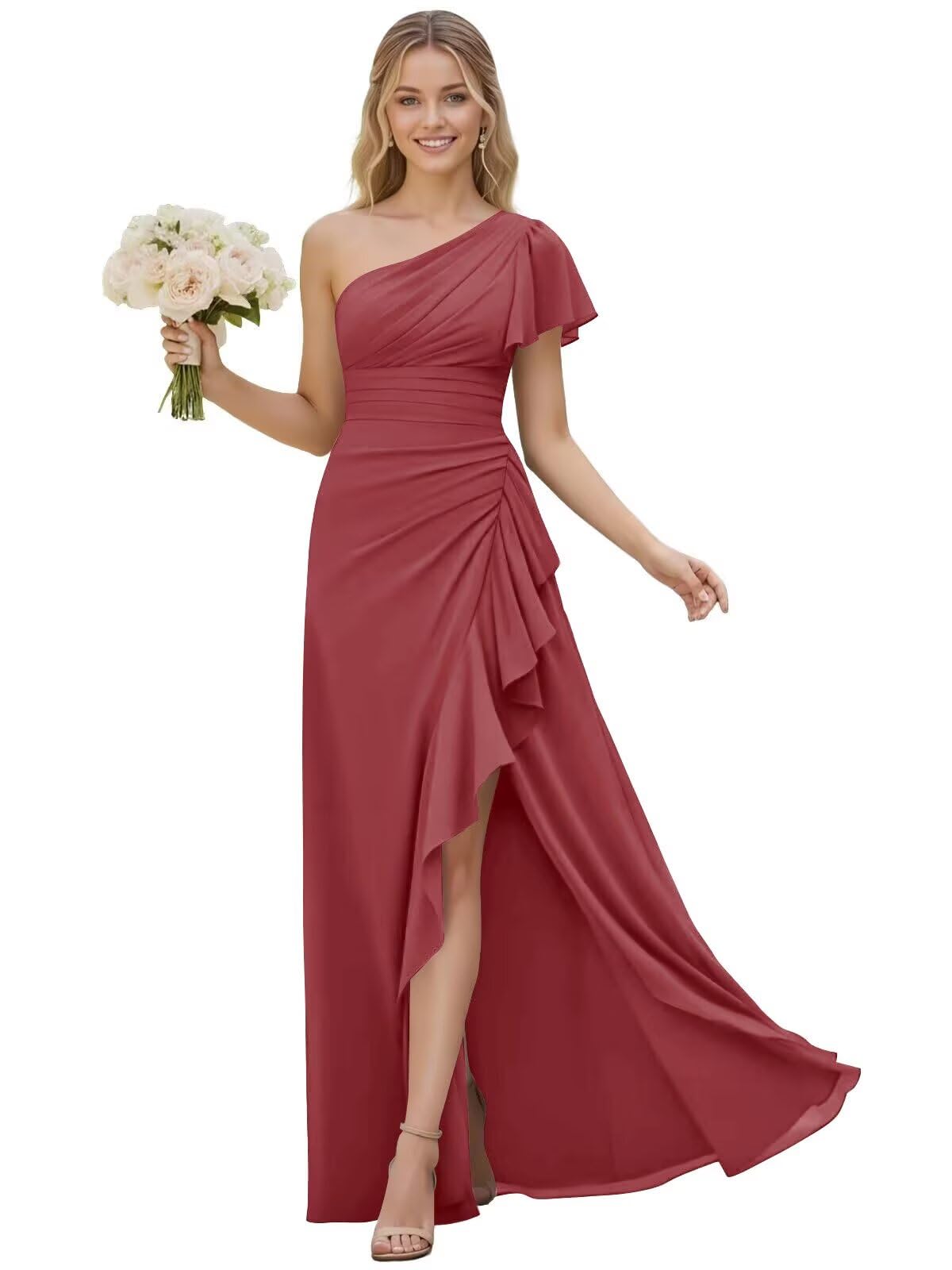 One Shoulder Chiffon Bridesmaid Dresses for Women 2026 A-line Formal Dress