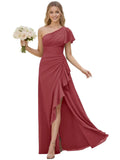 One Shoulder Chiffon Bridesmaid Dresses for Women 2026 A-line Formal Dress