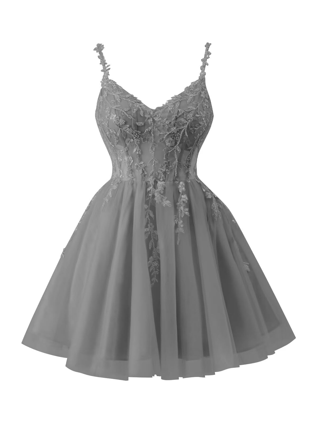 Tulle Lace Applique Homecoming Dresses for Teens Beaded Spaghetti Straps Mini Cocktail Party Prom Formal Dress
