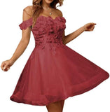 Sparkly Tulle Homecoming Dresses for Teens 2027 3D Flowers Cocktail Gowns Off Shoulder Short Prom Dresses