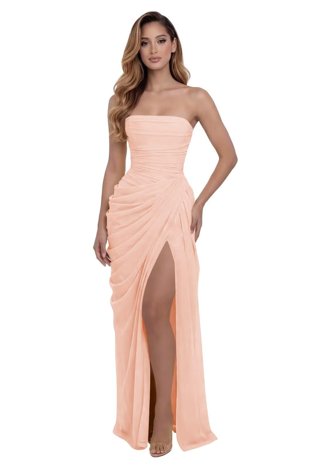 Kingbridal Strapless Chiffon Bridesmaid Dresses for Women Long Mermaid Prom Dress