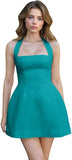Satin Halter Homecoming Dresses for Teens Short Prom Dress 2027 Mini Formal Evening Cocktail Gowns with Pockets