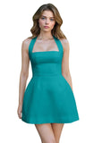 Satin Halter Homecoming Dresses for Teens Short Prom Dress 2027 Mini Formal Evening Cocktail Gowns with Pockets