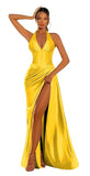 Halter Satin Prom Dresses for Women 2027 Long Mermaid Corset Formal Dress Pleated Evening Party Gowns with Slit