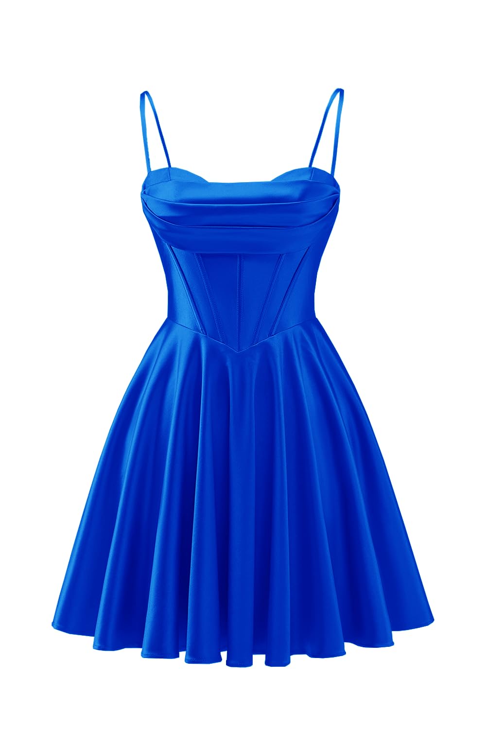 Spaghetti Straps Satin Homecoming Dresses for Teens Ruched Corset Short Prom Dresses 2026