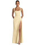 Kingbridal Mermaid Bridesmaid Dresses for Women Square Neck Formal Dress with Slit