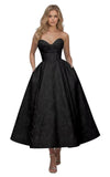 Sweetheart Bridesmaid Dresses Midi Cowl Neck Prom Dress for Women 2026 Floral Jacquard A Line Formal Evening Party Dress with Pockets