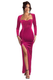 Long Sleeve Mermaid Bridesmaid Dresses for Wedding 2027 Long Velvet Tight Prom Formal Evening Party Gown with Slit