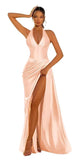 Halter Satin Prom Dresses for Women 2027 Long Mermaid Corset Formal Dress Pleated Evening Party Gowns with Slit