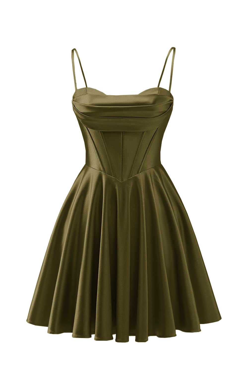 Spaghetti Straps Satin Homecoming Dresses for Teens Ruched Corset Short Prom Dresses 2026