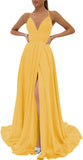 Women's Mermaid Prom Dresses Long with Slit 2025 Sequins Satin Spaghetti Straps Formal Evening Party Gown