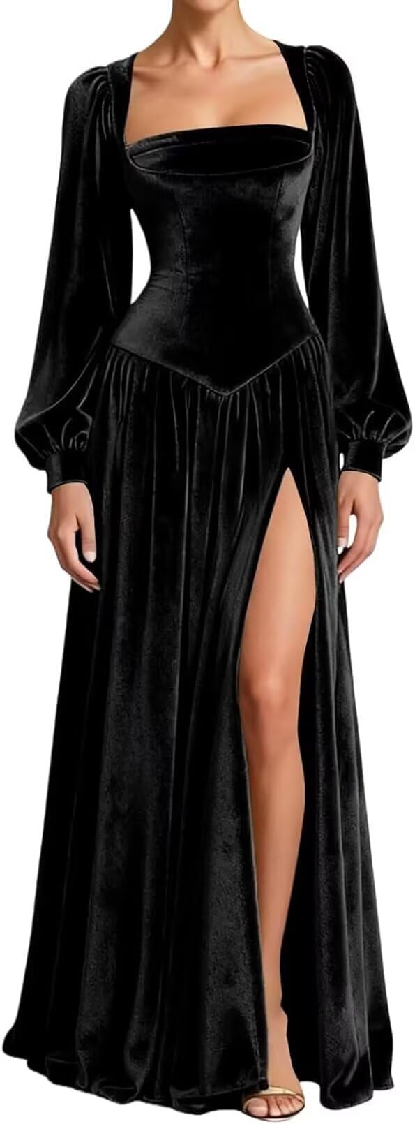 Kingbridal Gowns Long Sleeve Prom Dresses for Women 2027 Velvet Formal Dress with Slit Long A-line Evening Party Gowns