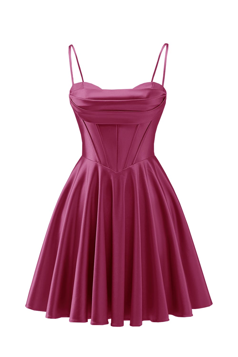Spaghetti Straps Satin Homecoming Dresses for Teens Ruched Corset Short Prom Dresses 2026