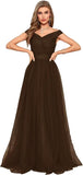Schulterfreies Ballkleid, langes Ballkleid für Damen, A-Linie, Herzausschnitt, mehrlagiges Tüllkleid für Hochzeit, Abendparty 