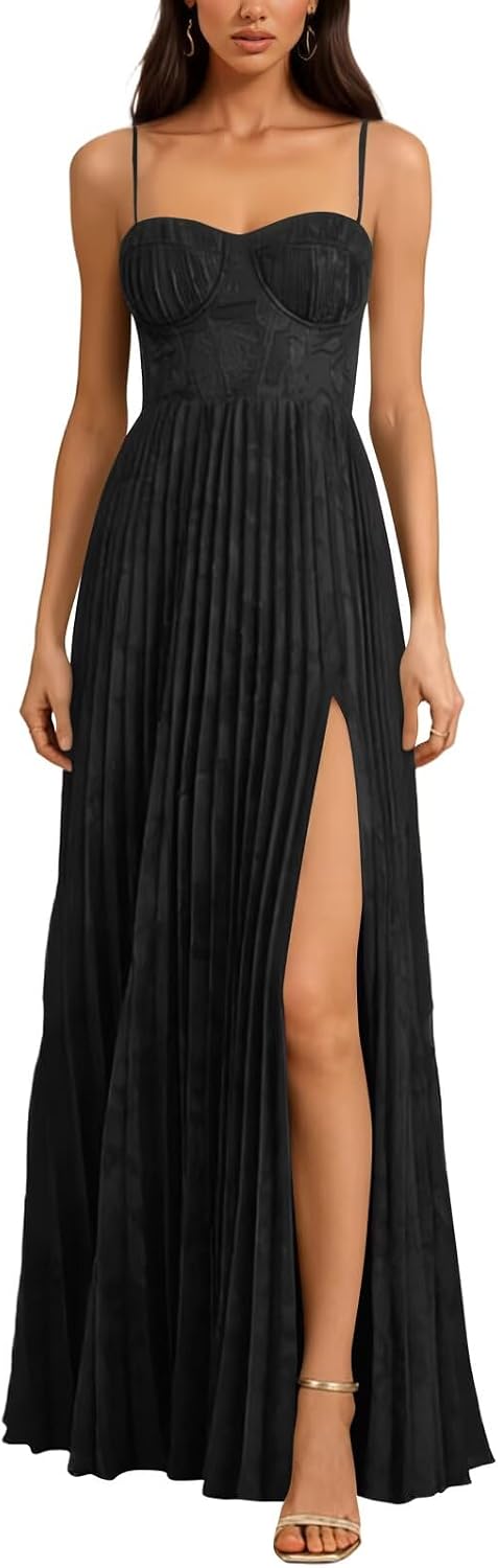 Long Floral Dress for Women Wedding Guest Dress Formal Pleated Prom Dresses 2027