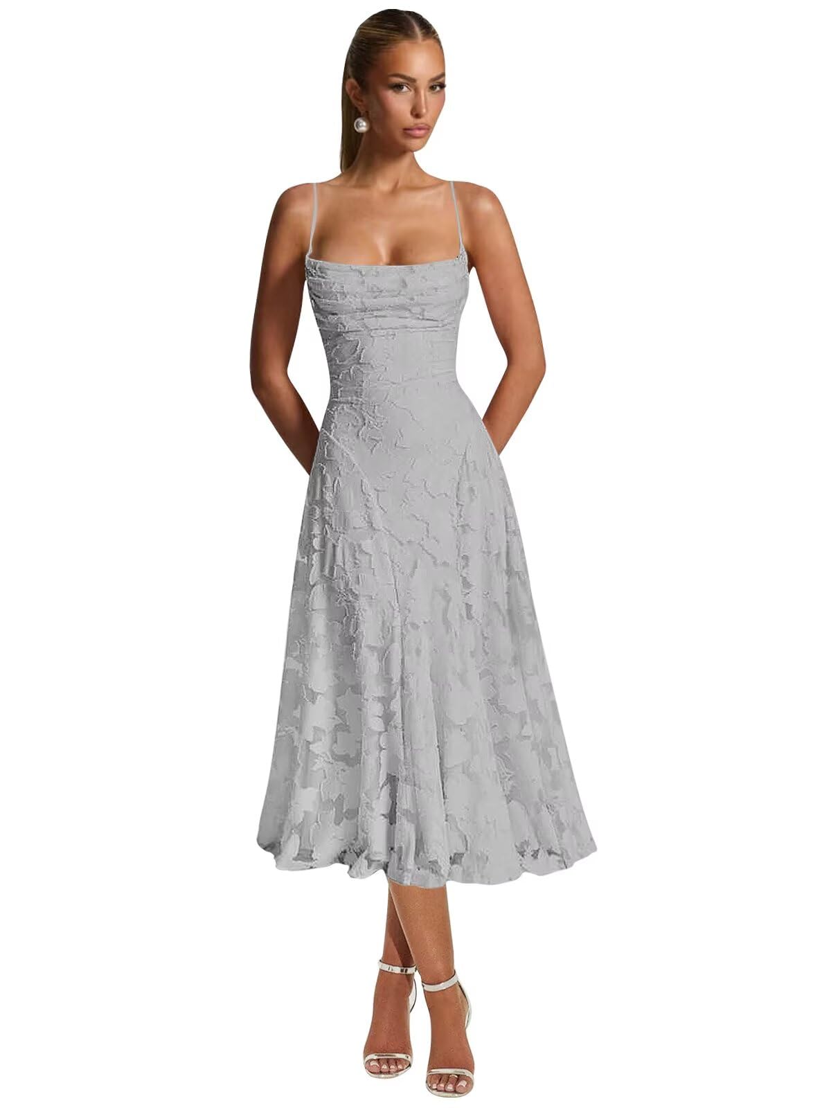 Lace Jacquard Bridesmaid Dresses for Women 2027 Spaghetti Straps Ruffle Formal Wedding Guest Dress Formal Evening Dress