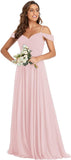 Off The Shoulder Chiffon Bridesmaid Dresses Long Spaghetti Straps A Line Formal Party Dress