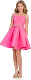 Girl's Satin Father Daughter Pageant Dresses Off Shoulder Short Flower Girl Kids Children Teen Gowns