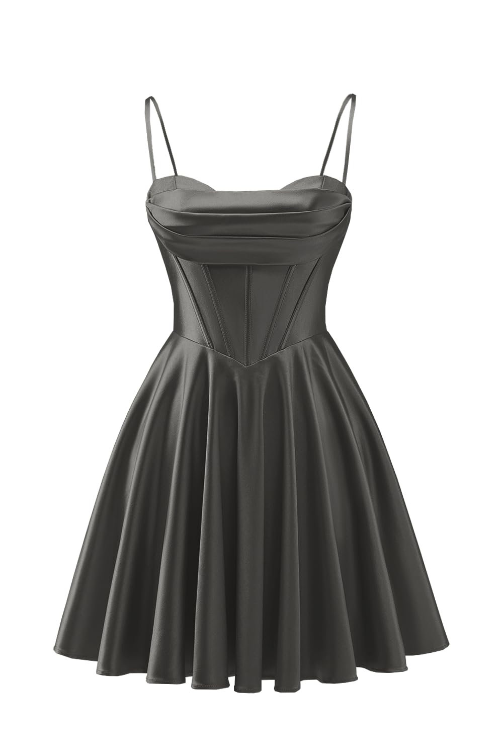 Spaghetti Straps Satin Homecoming Dresses for Teens Ruched Corset Short Prom Dresses 2026