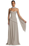 Kingbridal Strapless Bridesmaid Dresses with Scarf 2026 Long A-line Prom Formal Dress