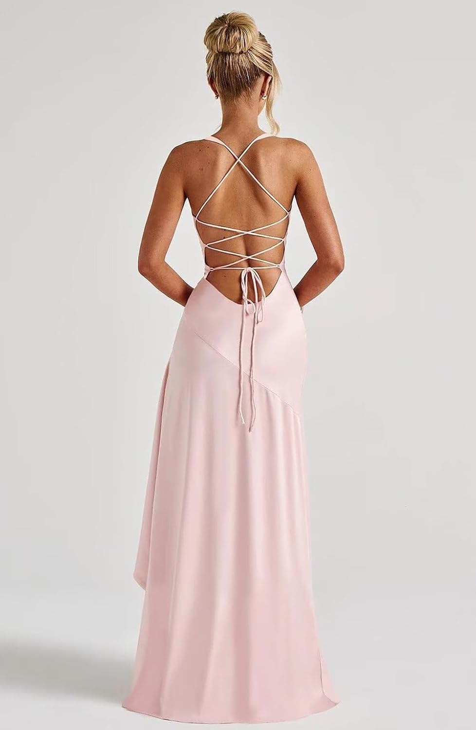 Mermaid Satin Bridesmaid Dresses for Women 2027 Long Ruffles High Low Prom Formal Evening Party Dress with Slit
