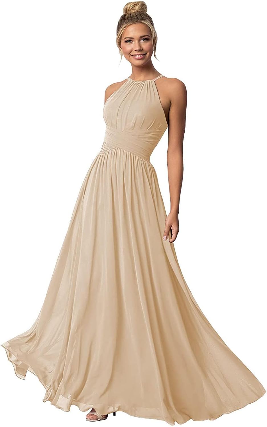 Women's Halter Bridesmaid Dresses Long Chiffon Formal Dresses Evening Party Dress 2026