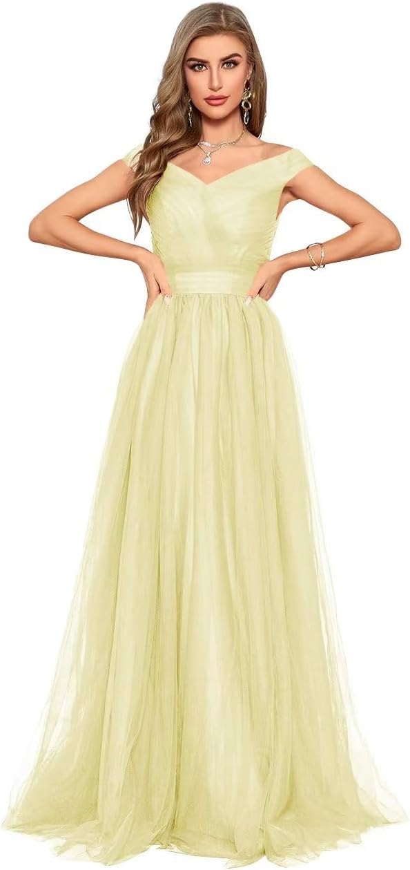 Schulterfreies Ballkleid, langes Ballkleid für Damen, A-Linie, Herzausschnitt, mehrlagiges Tüllkleid für Hochzeit, Abendparty 