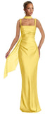 Mermaid Bridesmaid Dresses with Scarf 2027 Long Satin Spaghetti Straps Ruched Formal Evening Party Dress for Women