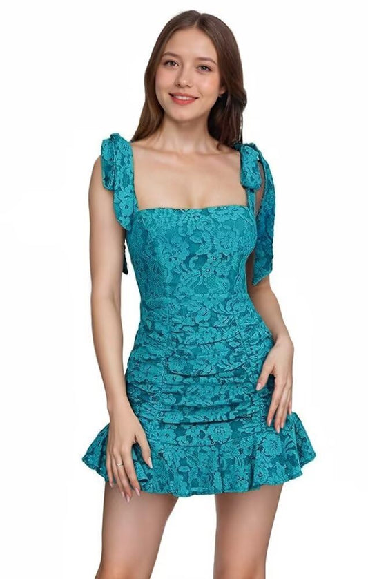Tight Lace Homecoming Dresses for Teens 2027 Short Spaghetti Straps Ruffles Prom Formal Cocktail Party Gowns