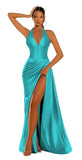 Halter Satin Prom Dresses for Women 2027 Long Mermaid Corset Formal Dress Pleated Evening Party Gowns with Slit